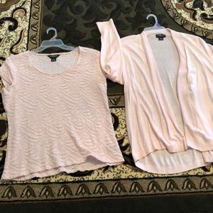 Blouse with cap sleeves & cardigan EUC